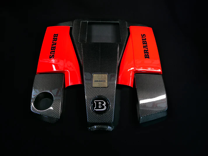 Mercedes-Benz W463 G63 G-Class Brabus Red and Carbon Fiber Engine Cover Set